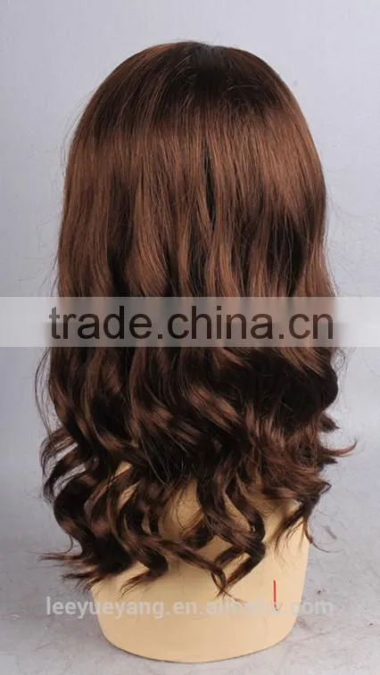 High quality synthetic 100% brown wavy lace front wigs
