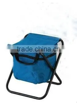 Folding camping stool leg rest chair with cooler bag