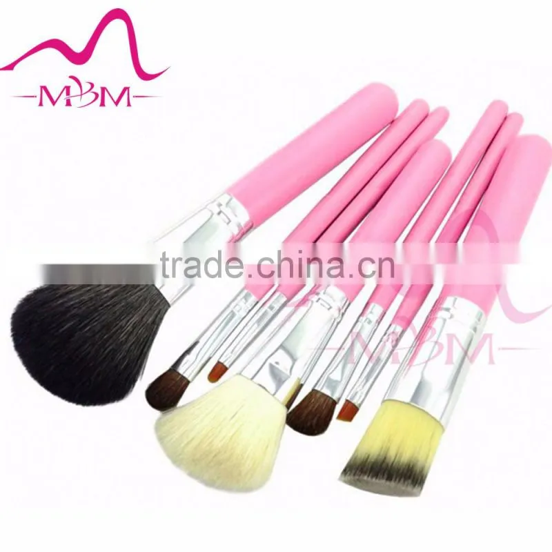 hot 7pcs multicolors barrelled makeup brush set animal hair brush set