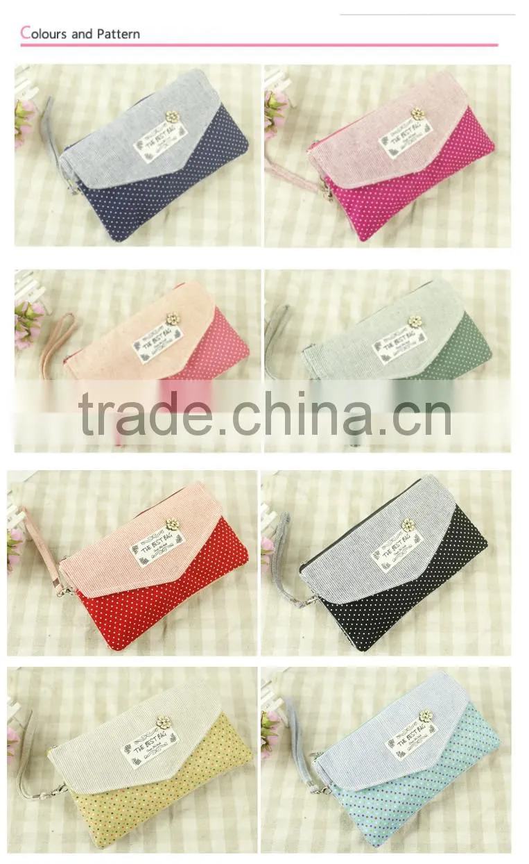 2015 new style cotton fabric lady wallet, man leather wallet, wallet purse