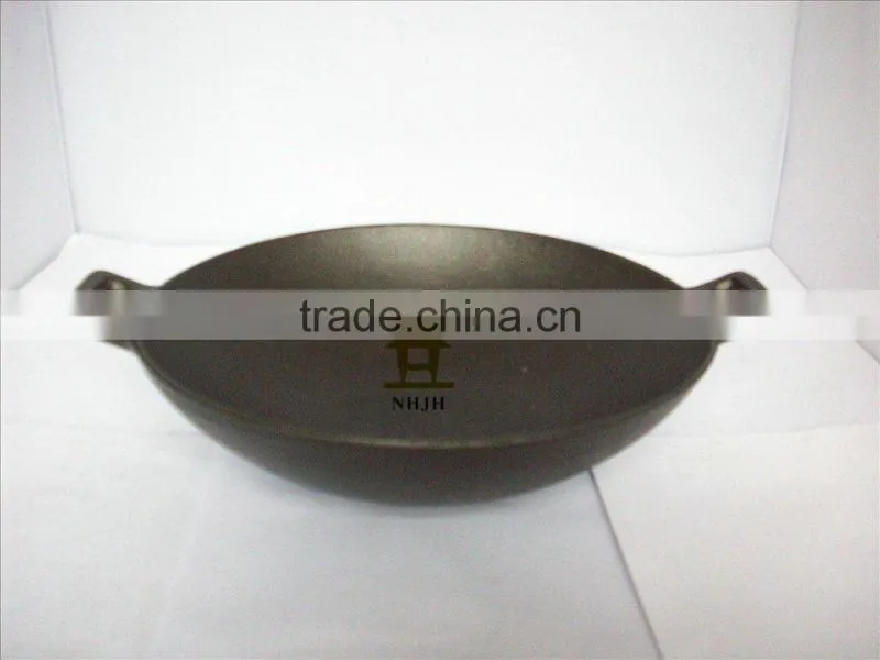 Kitchen Tools Black Color Double Handle Stove Cast Iron Wok