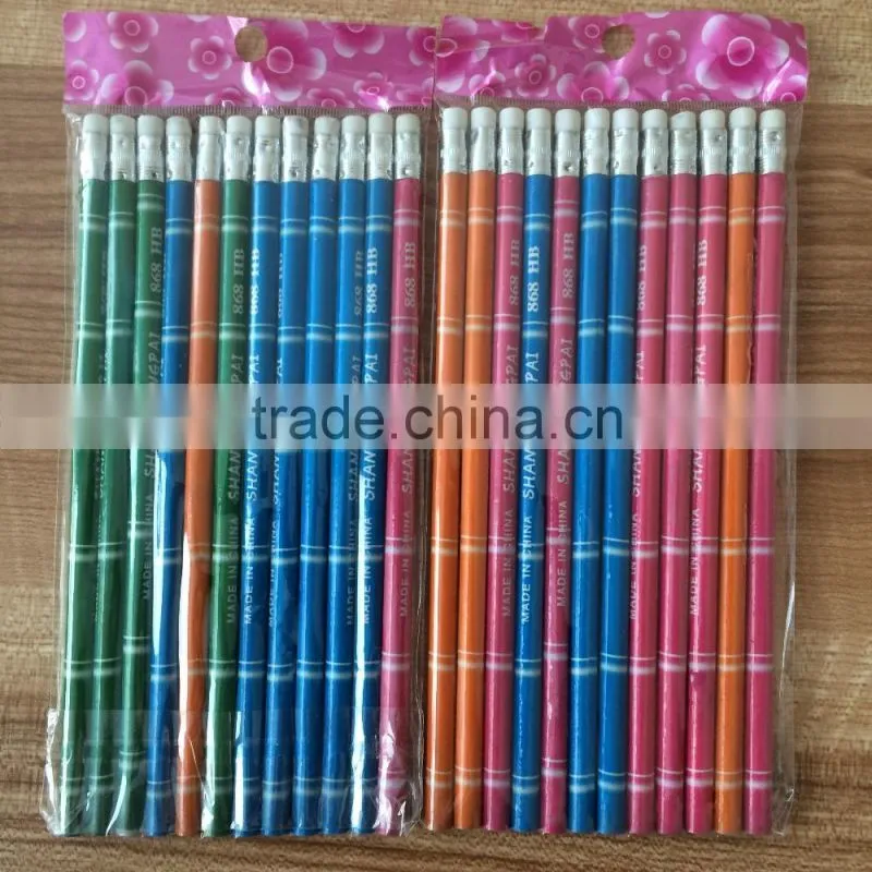 wood pencil with earser with low factory price