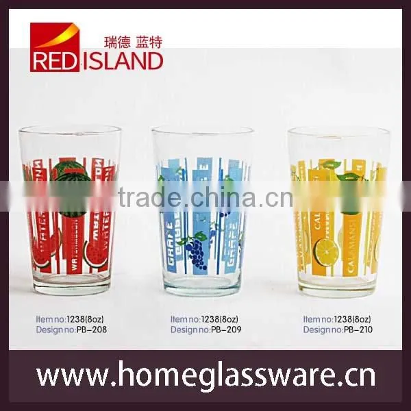 2015 new design drinking glass cup with screen printing
