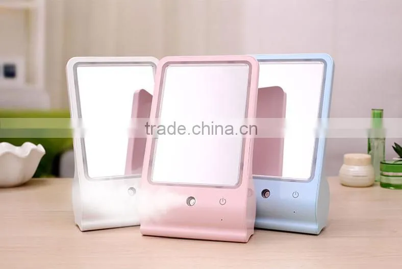 USB Desktop Makeup Mirror With LED Lamp/ Portable Mist Spray Apparatus