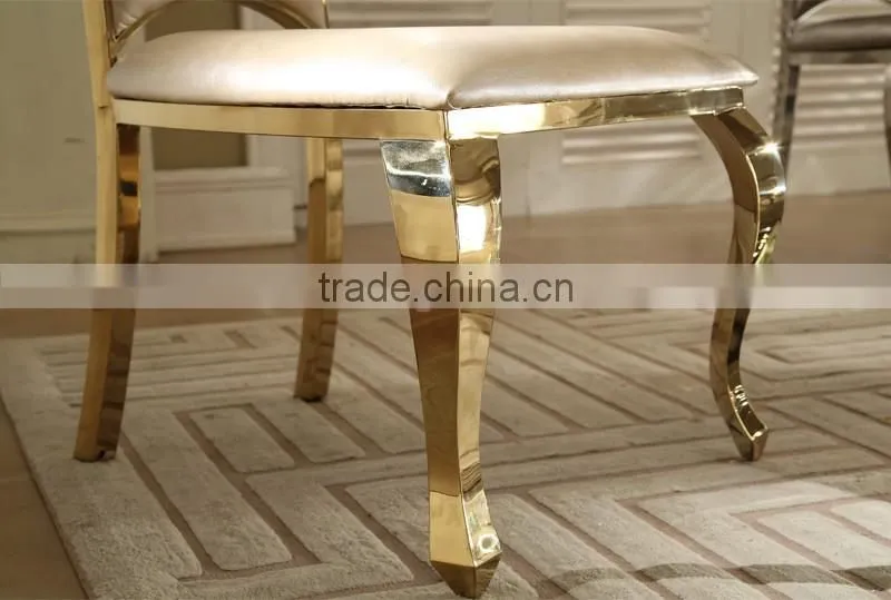 luxury leather stainless steel dining chair for hotel