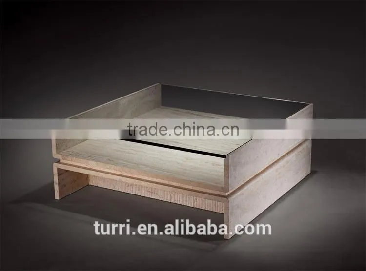 high quality glass top marble base small square coffee table