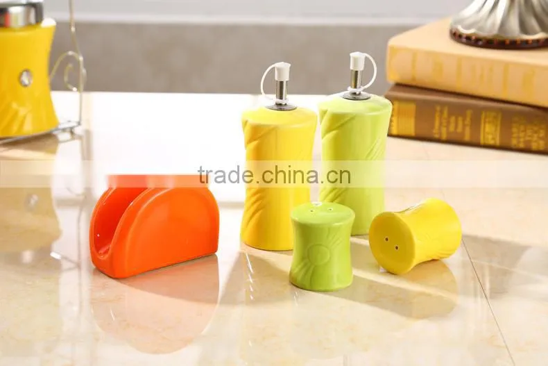 kitchenware ceramic canister set with stainless metal stand