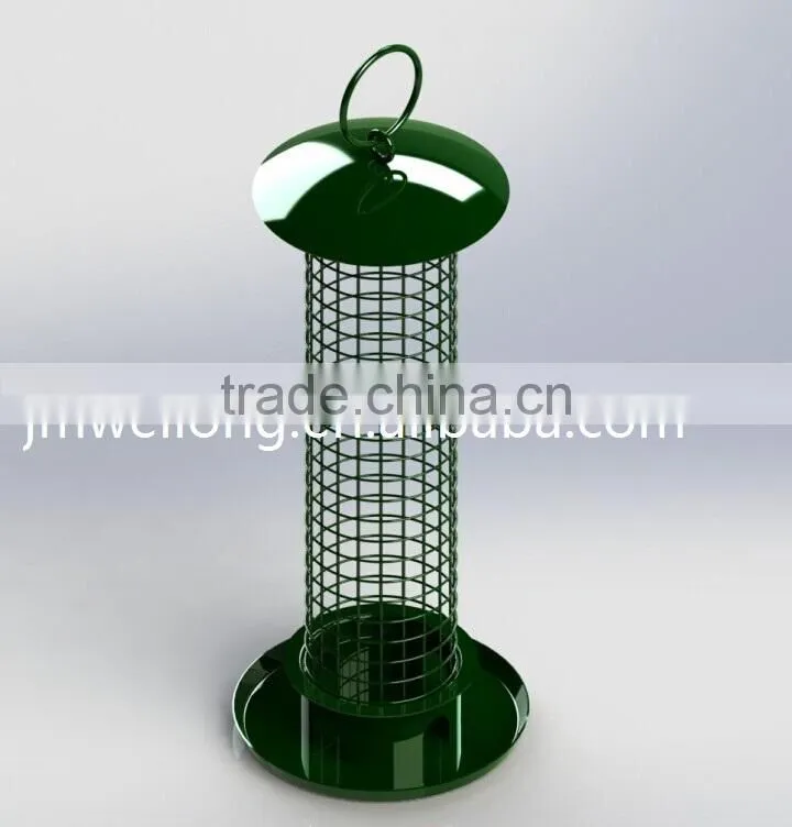 2015 newest Triple metal roof PC tube seed,peanut,fat ball bird feeder/seed feeder/Multi function metal tray bird feeders