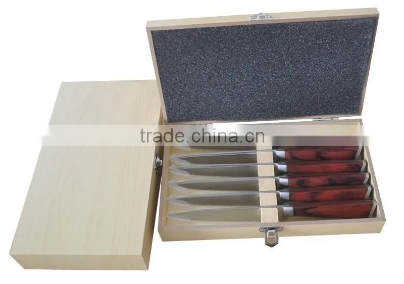 Wooden Gift Box 6PCS Steak Knife Set