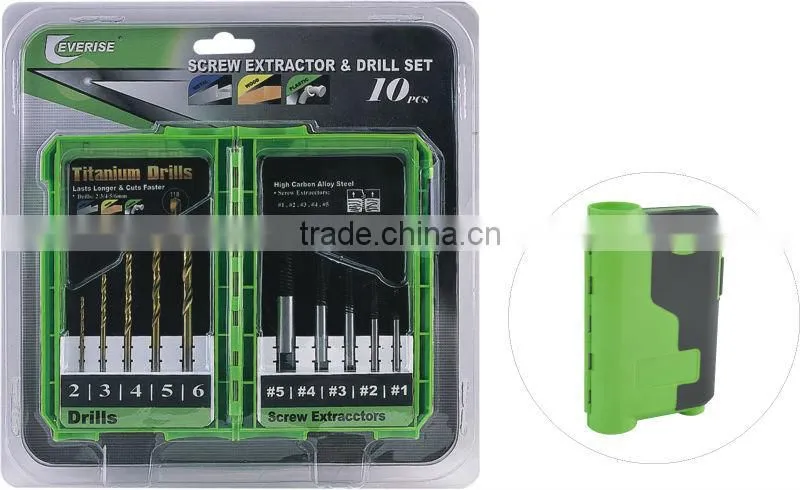 10pcs twist drilling screw extractor set in plastic case