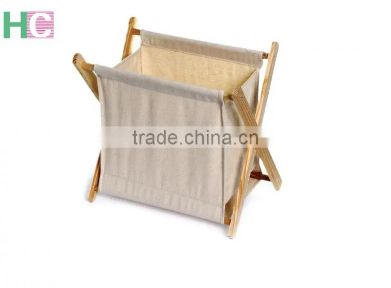 Magazine,Sundries, Tools Use and Storage Baskets,wooden magzine shelf with fabric basket,folding magzine holder