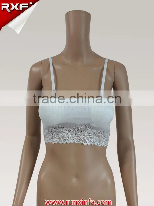 Hot selling lace padded bandeau bra with removable shoulder strap