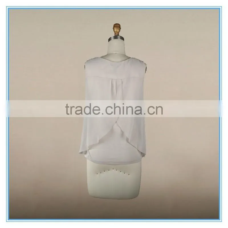 2016 Newest Women Top Clothing Sleeveless Chiffon Bead For Saree Blouse