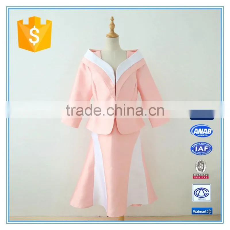 Elegant Skirt Sets Pink Color Combination Wholesale Church Suits For Ladies