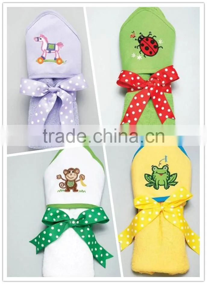 Eco-friendly100%Cotton terry embroidered hooded baby towels
