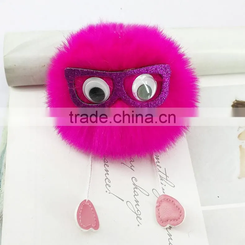 2017 New Arrival Popular Rex Rabbit Fur Pompom Keychain with Tassel Fur Ball Keychain 110A