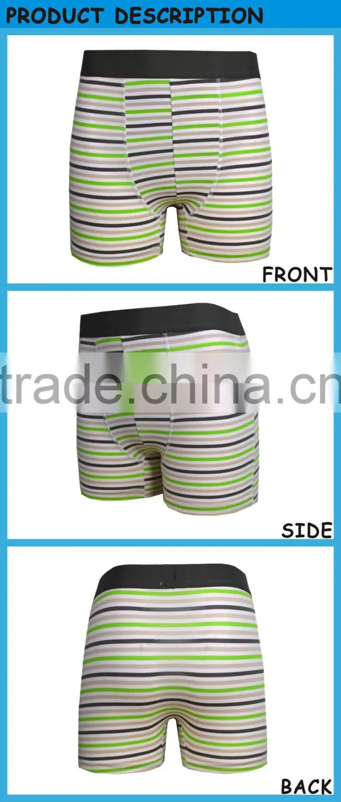 New Design Man's Cotton Underwear Boxer Suits with Brief Stripes