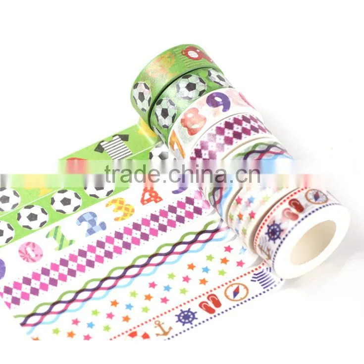 1.5cm*10m multicolor washi tape customizable size adhesive paper tape tear by hand removeable paper tape