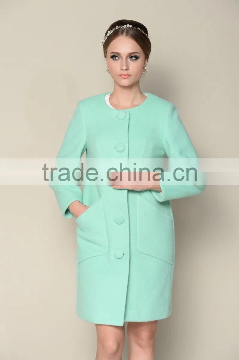 long style elegant plain red and green ladies fashion winter coat factory