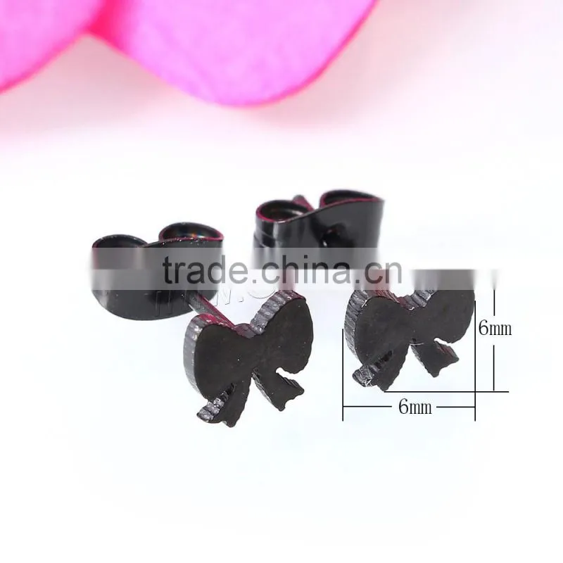 Stainless Steel Bowknot Stud Earring findings earring stud simple earring