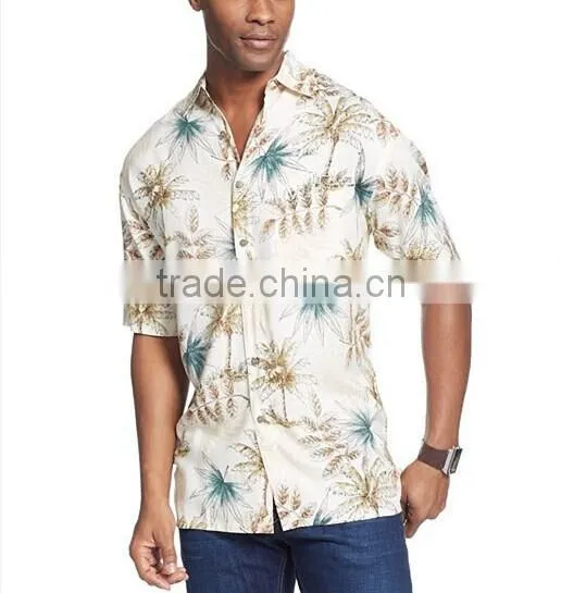 hawaii Palm Leaf Print ashional holiday short leeve shirts