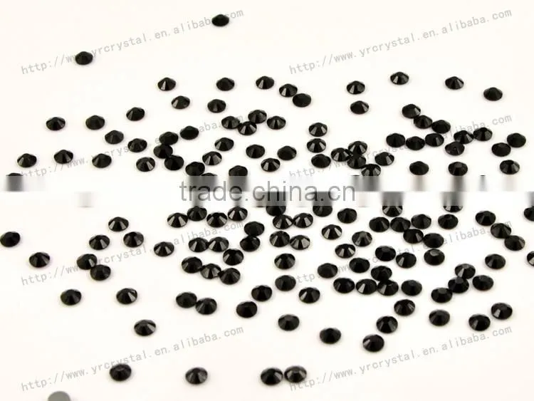 Round shape jet color with silver foiling hotfix iron on rhinestones