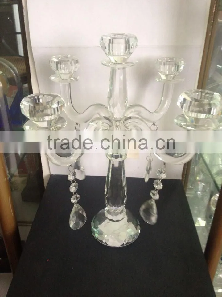 wholesale cheap tall crystal glass candelabra crystal candle holder for centerpieces wedding