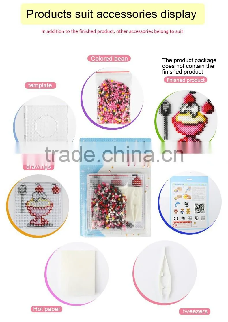 Diyfashion Educational craft 5mm mini hama perler beads set with pegboard iron paper and twezzer fuse beads toys for kids 18027