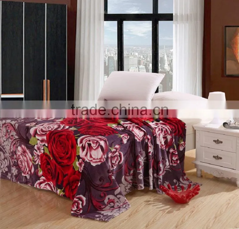 China supplier customized rose print summer blanket