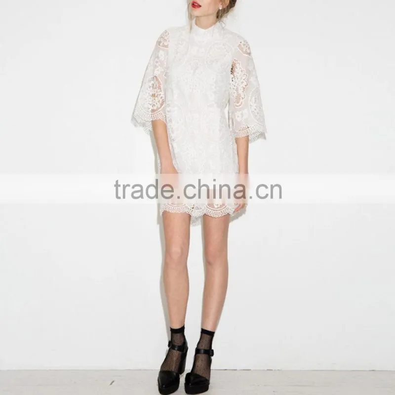 Fashion Women Elegant Crochet Ghana Lace Dress Styles Ladies Latest Sexy Evening Party Mini Dresses