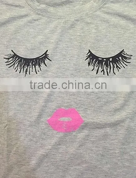 Cute Summer Fashion Women Short Sleeve Printed Tops Casual T Shirt custom printing