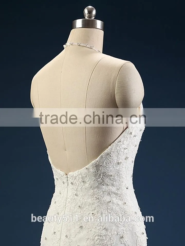 2017 A-line High Neck Sleeveless Floor-length Lace Wedding Gowns AS41101