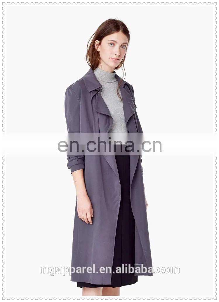 wholesale OEM winter clothes long sleeve coat modal-blend women long trench coat