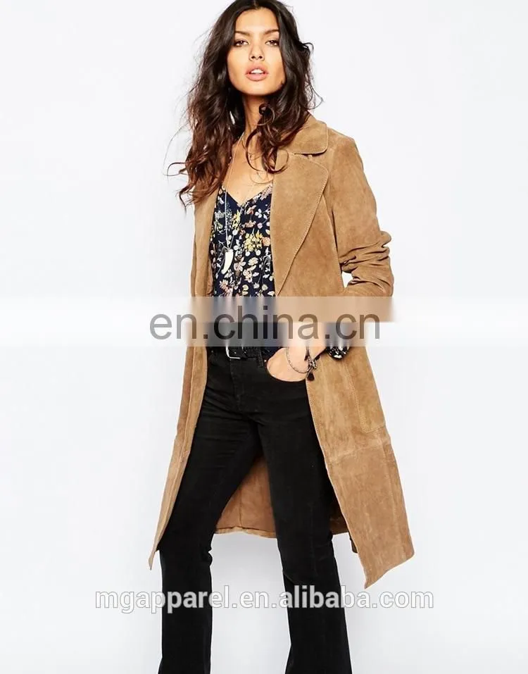 New arrival winter suede coat 100% Leather suede fabric ladies long winter coats for women