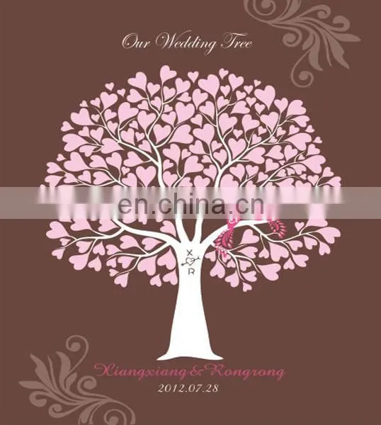 Heart Tree Fingerprint Signature Canvas Painting wedding Attendance album cheap wholesale