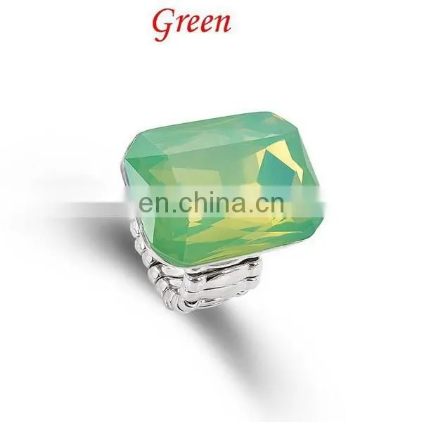 Fashion Rectangle Zircon Ring Stretched Knuckle Ring 7 Colors In Stock