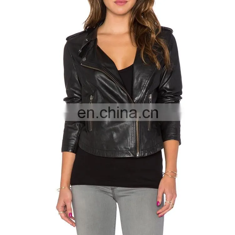 New Fashion Wholesale Custom Women Leather Jacket