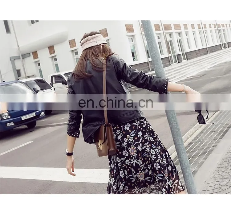 Fashion Real Curly Hip Hop Style Sheep Skin Leather Overcoat Women