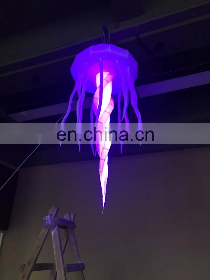 Purple inflatable jellyfish scaleph LED light, decoration for trade show