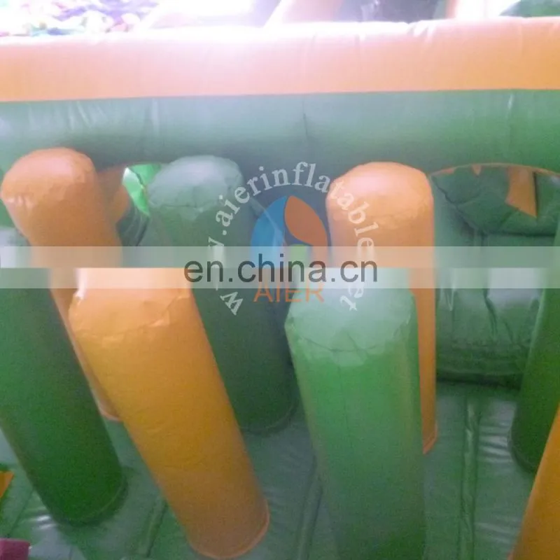 Green Inflatable Obstacle course for elder kids cheap inflatable obstacles for sale
