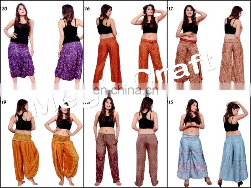 Indo Western Women's Harem Trousers Wide Legs- Indian Hippie Yoga Palazzo Pants- Designer Indo Western Women's Harem pants