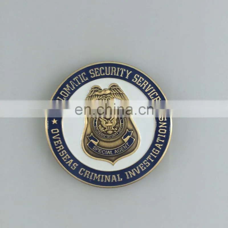 Antique brass plating zinc alloy material embossed custom design metal coin