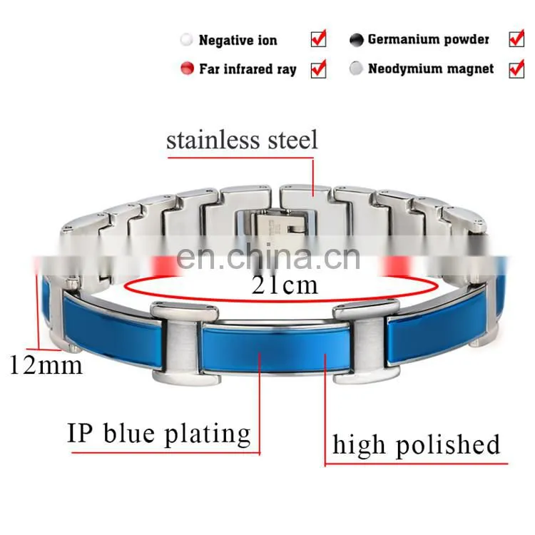 Custom logo bio bracelet energy care health major stainless magnetic bracelet