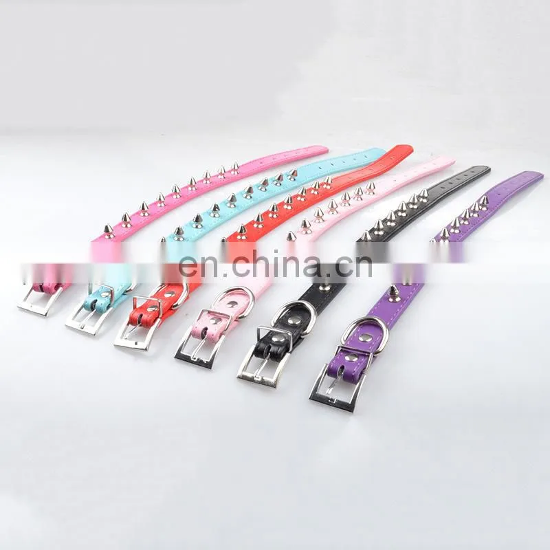 Cheap Price Colorful Pu Leather Spiked Dog Collar