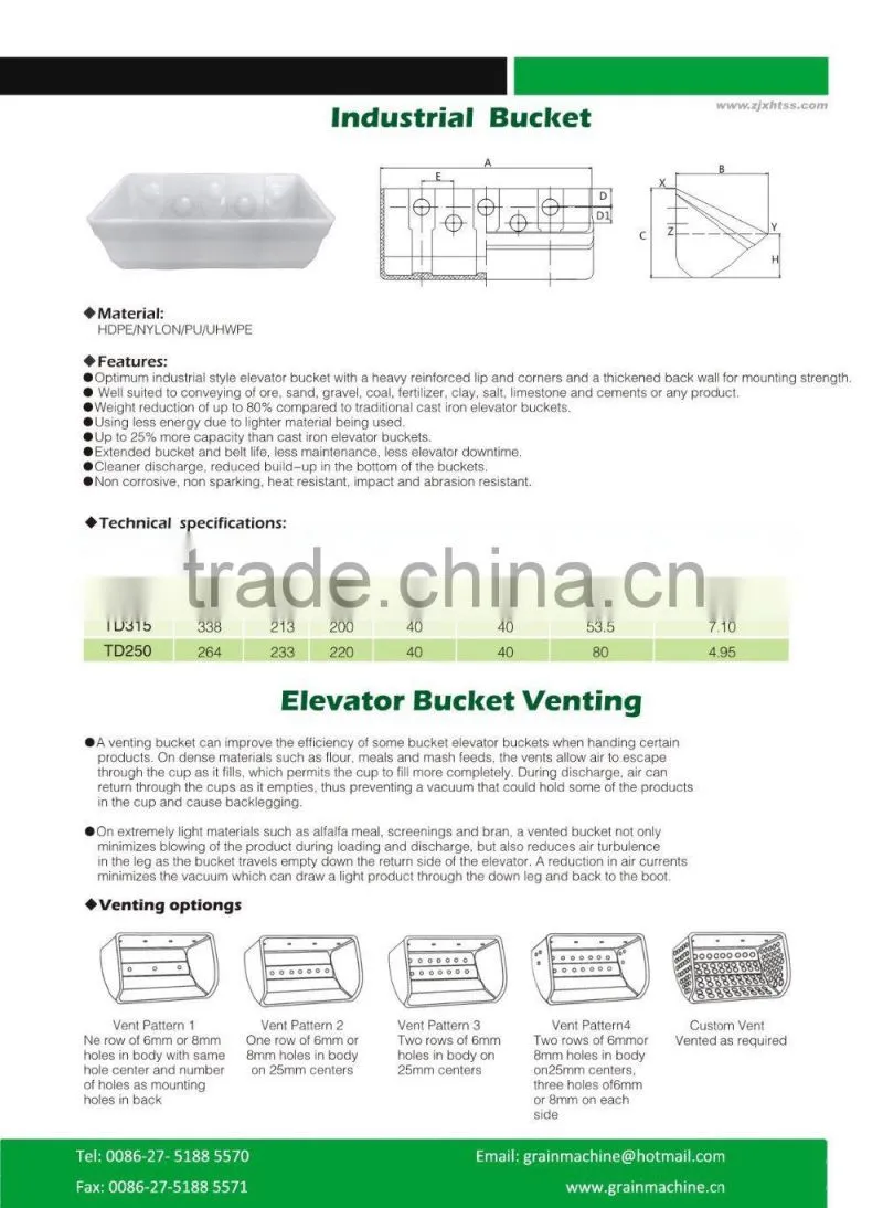 High quality Plastic Bucket for bucket elevator
