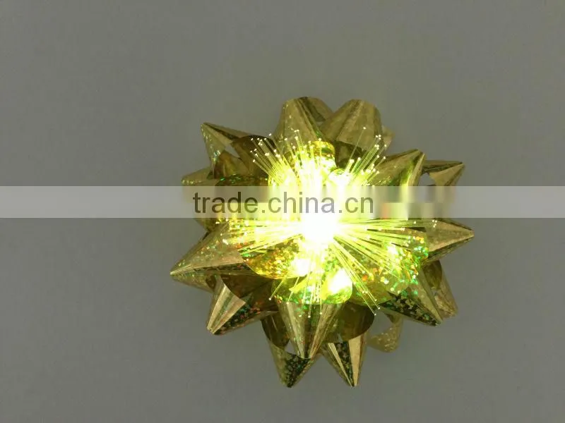 3.5" Plastic LED bow, LED Star Ribbon Bow with 16loops, 4" diameter around lighting star bow for Christmas
