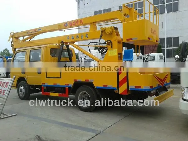 Dongfeng 14m crew cab hydraulic lift platform truck, cheap high platform truck