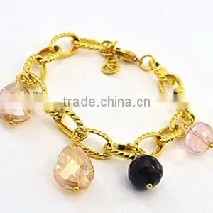 stainless steel jewelry crystal pendant gold hand chain fashion design