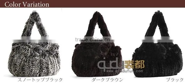 QD-LT8980 Factory Direct Sale Fur Handbag Cute Rex Rabbit Fur Handbag