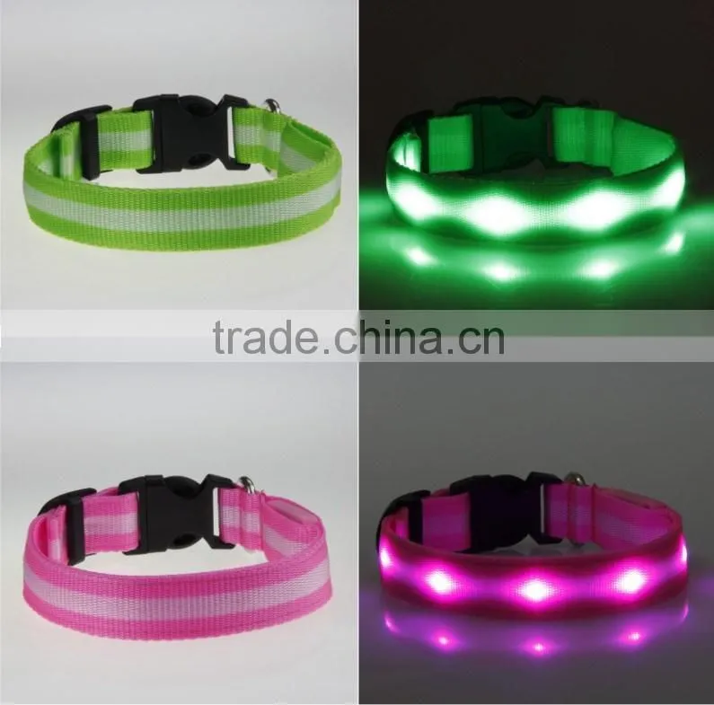 LED Personalized Dog Flashing Glow Pet Light Safety Collar 6 Colors 3 Sizes